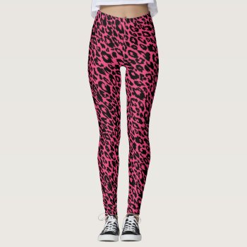 Bright Summer Pink Leopard Leggings by OrganicSaturation at Zazzle