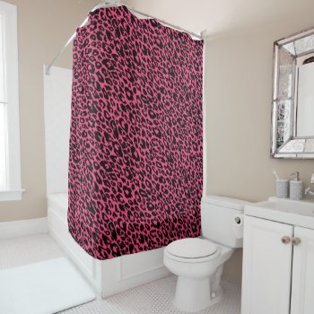 Bright Summer Pink Leopard Shower Curtain by OrganicSaturation at Zazzle