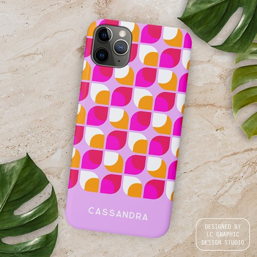 Bright Summer Pink Orange Midcentury Art Pattern iPhone 15 Pro Max Case