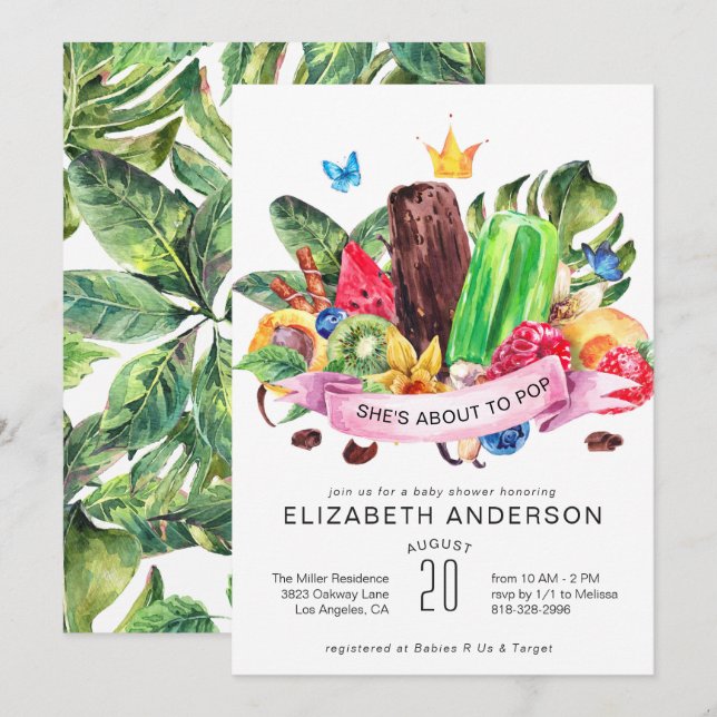 Bright Summer Popsicle Baby Shower Invitation (Front/Back)