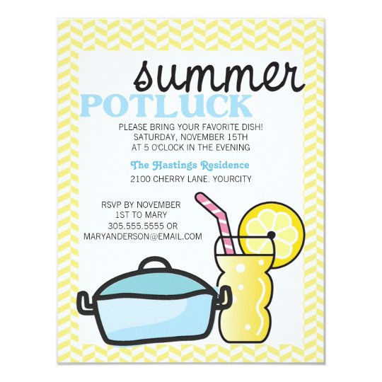 Bright Summer Potluck Card  Zazzle