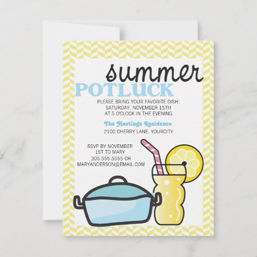 Bright Summer Potluck Custom Invitations