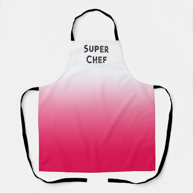 Bright summer red and white gradient ombre apron (Front)