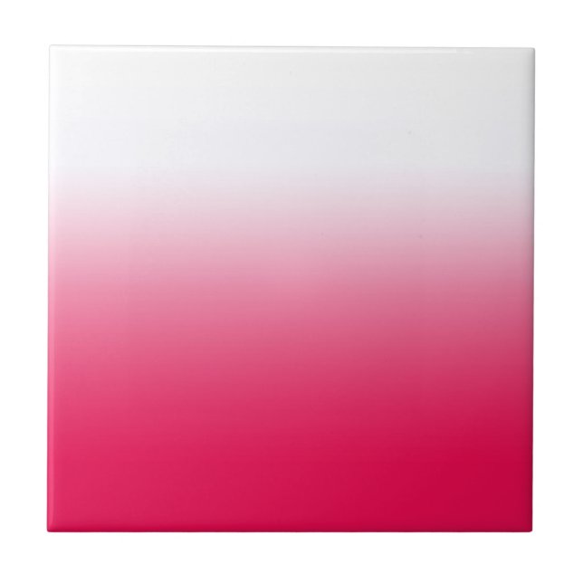 Bright summer red and white gradient ombre ceramic tile (Front)