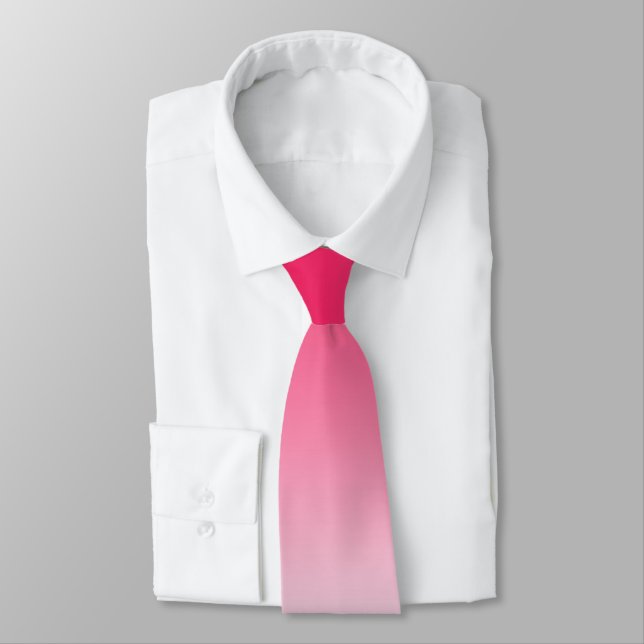 Bright summer red and white gradient ombre neck tie (Tied)