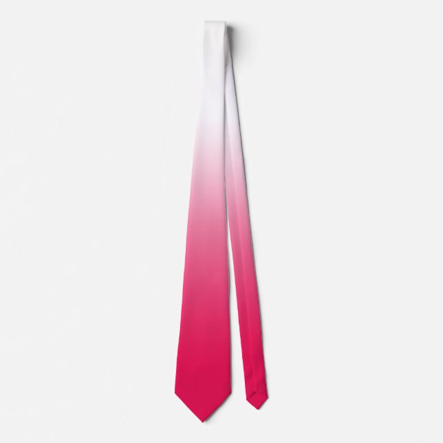 Bright summer red and white gradient ombre neck tie (Front)
