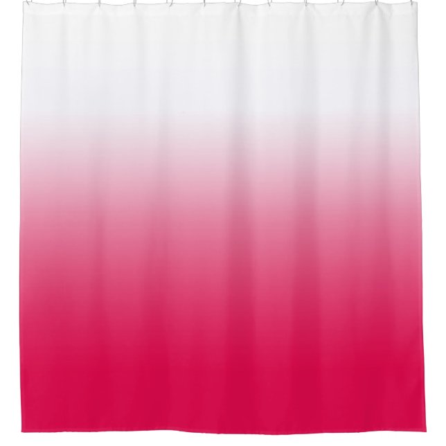 Bright summer red and white gradient ombre shower curtain (Front)