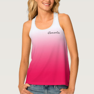 Bright summer red and white gradient ombre tank top