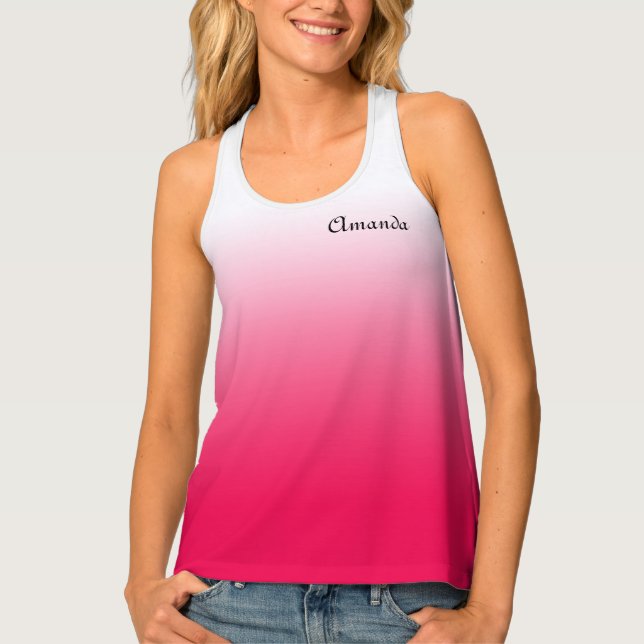 Bright summer red and white gradient ombre tank top (Front)