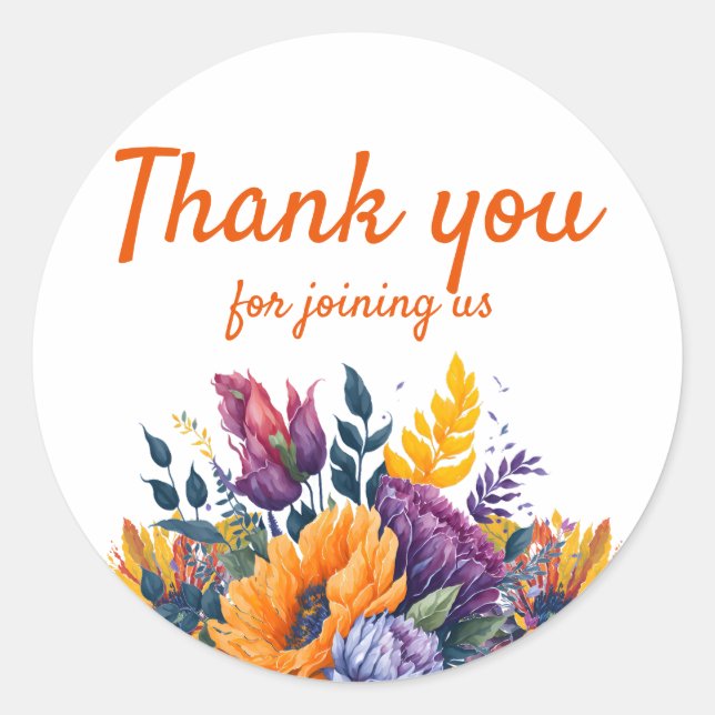 Bright Summer Sunflower Bridal Shower Invite Classic Round Sticker (Front)