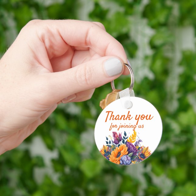 Bright Summer Sunflower Bridal Shower Invite Keychain (Hand)