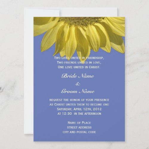 Bright summer sunflower flower Christian wedding Personalized Announcement