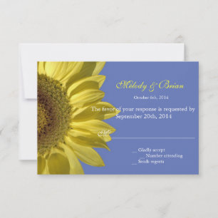 bright summer sunflower RSVP wedding invitations. Card