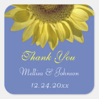 bright summer  sunflower thank you wedding favor square sticker