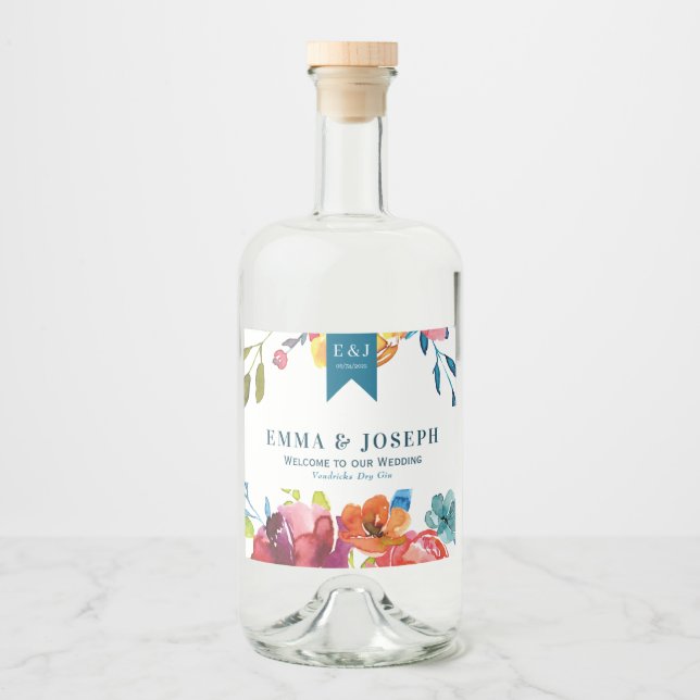 Bright Summer "Thank you"  Liquor Bottle Label (Front)