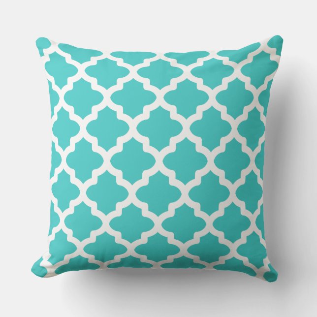 Bright Summer Tropical Turquoise Throw Pillow (Front)