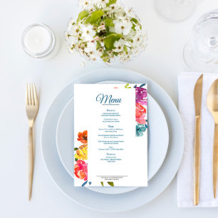 Bright Summer turquoise Wedding Flat Menu & Drinks