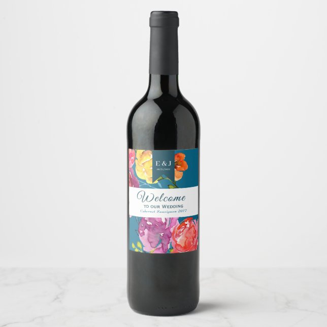 Bright Summer "Welcome" Wine Bottle Label (Front)