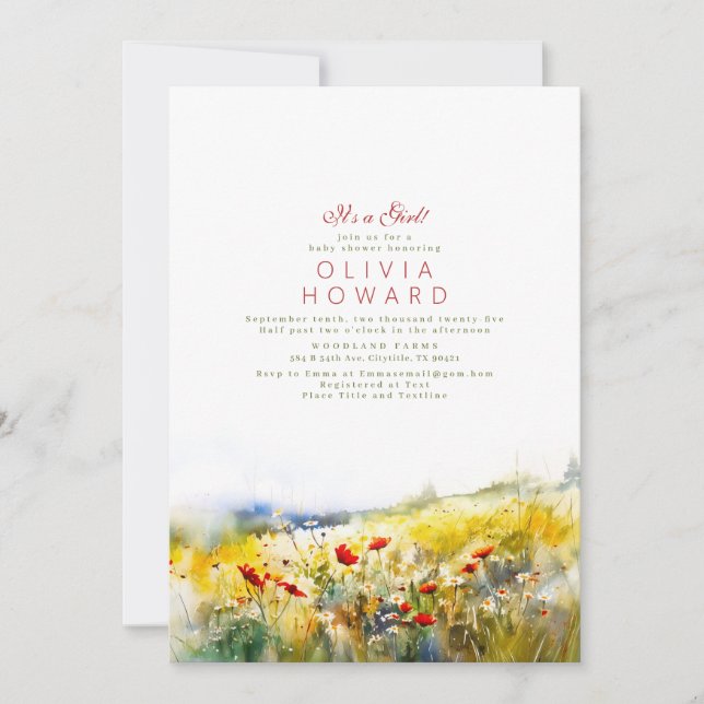 Bright Summer Wildflowers Boho Baby Shower Invitation (Front)