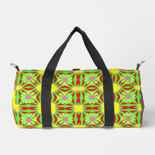 Bright Summery Lime Green Yellow Purple  Red  Duffle Bag