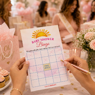 Bright Sun Baby Shower Bingo Game Card
