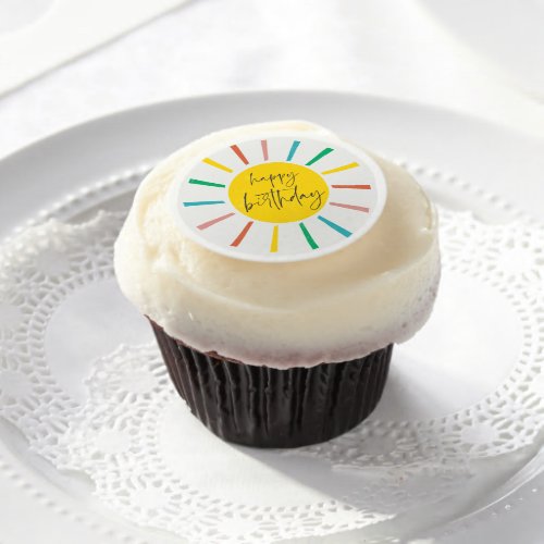 Bright Sun Kids Happy Birthday Party Edible Frosting Rounds