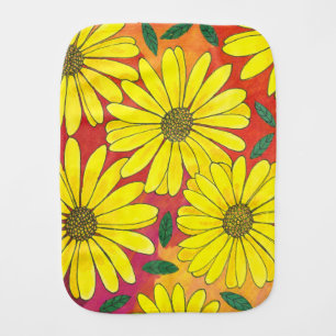 Bright Sun-Kissed Daisy Watercolor Burp Cloth