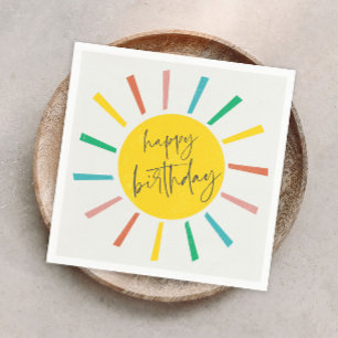 Bright Sun Script Kids Birthday Party Napkins