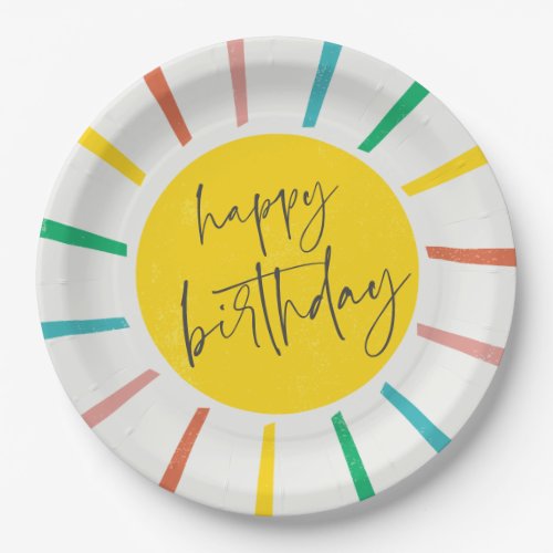 Bright Sun Script Kids Birthday Party Paper Plates