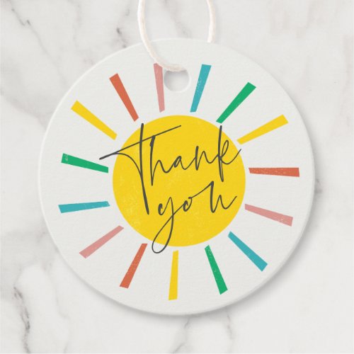 Bright Sun Script Kids Birthday Party Thank You Favor Tags