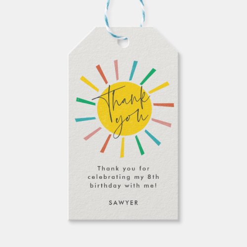 Bright Sun Script Kids Birthday Party Thank You