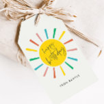 Bright Sun Script Kids Happy Birthday Gift Tags<br><div class="desc">A Bright Sun Script Kids Happy Birthday Gift Tags with rainbow sun and modern script thank you on the front. Click the edit button to customize this design with your details.</div>
