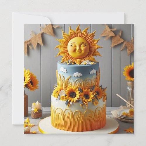 BRIGHT SUN  SUNFLOWERS DECORATED BIRTHDAY CAKE CARD