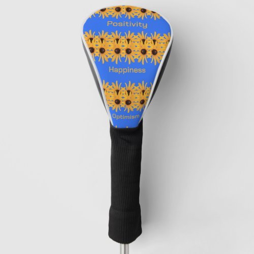 Bright Sun Yellow Flowers on Royal Blue Golf Head Cover