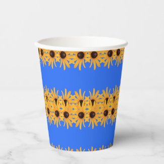 Bright Sun Yellow Flowers on Royal Blue