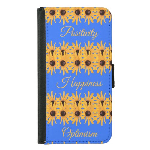 Bright Sun Yellow Flowers on Royal Blue Samsung Galaxy S5 Wallet Case