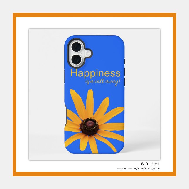 Bright Sun Yellow Petals, Royal Blue Personalized iPhone Case (Inspiration in yellow and blue - personalize it or purchase as is. )