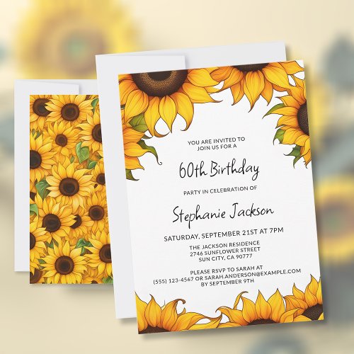 Bright Sunflower Birthday Party Invitation Card