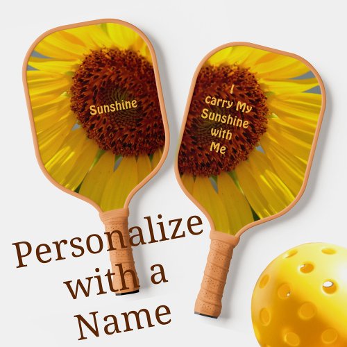 Bright Sunflower Botanical Floral Personalized Pickleball Paddle