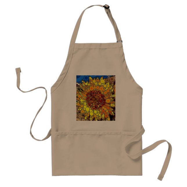 Bright Sunflower Circle Mosaic Digital Art Print Adult Apron (Front)