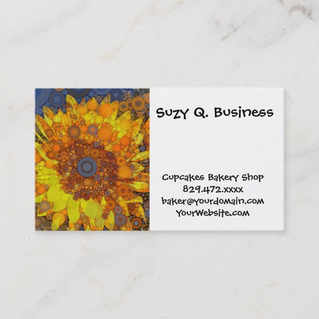 Bright Sunflower Circle Mosaic Digital Art Print Business Card (Front)