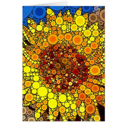 Bright Sunflower Circle Mosaic Digital Art Print Cards (Front)