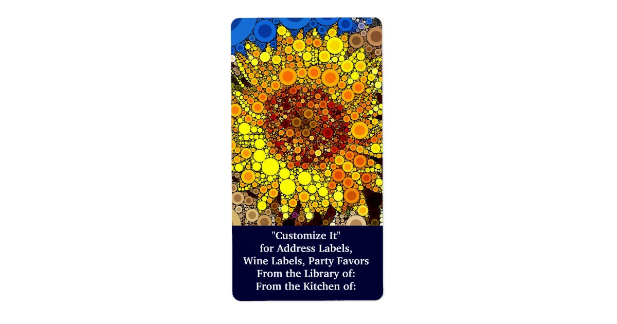 Bright Sunflower Circle Mosaic Digital Art Print Label