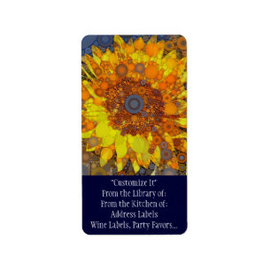 Bright Sunflower Circle Mosaic Digital Art Print Label