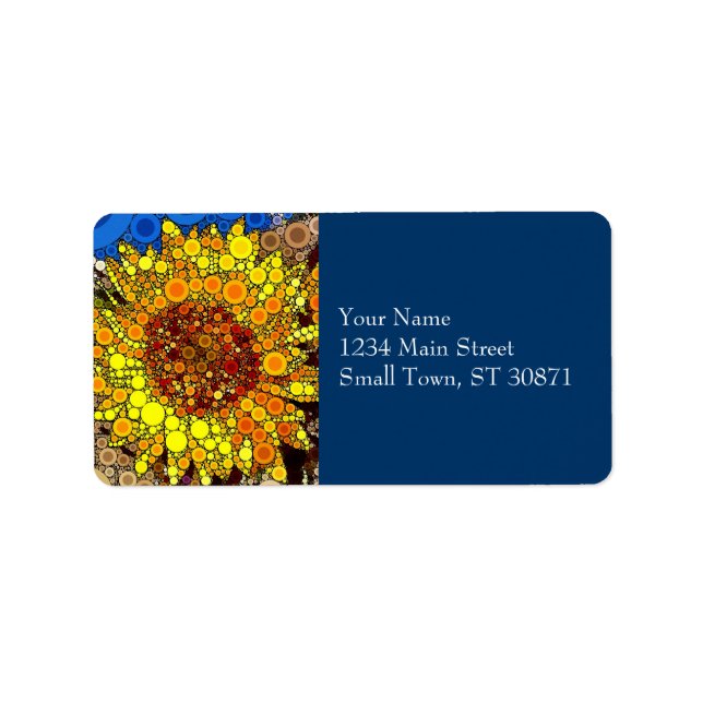 Bright Sunflower Circle Mosaic Digital Art Print Label (Front)