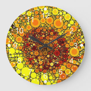 Bright Sunflower Circle Mosaic Digital Art Print Large Clock