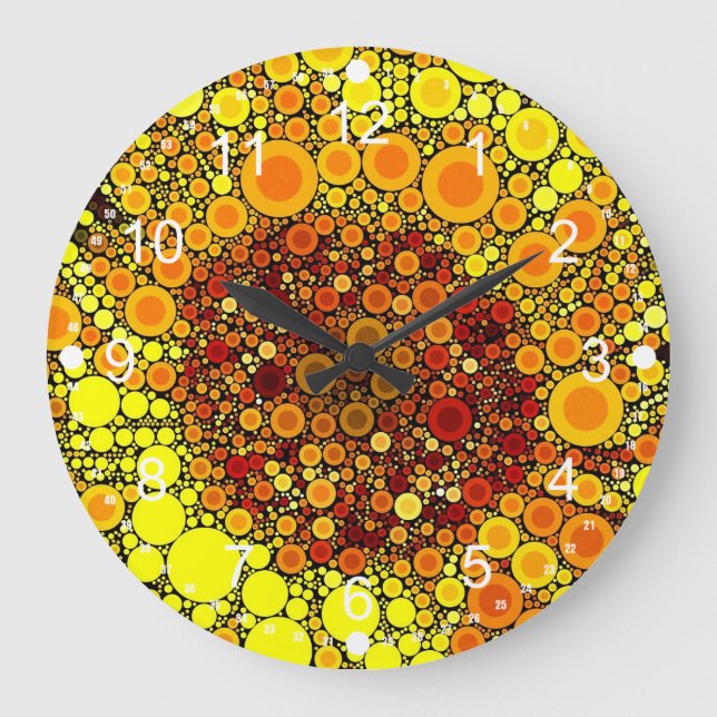 Bright Sunflower Circle Mosaic Digital Art Print Large Clock (Front)