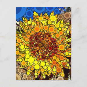 Bright Sunflower Circle Mosaic Digital Art Print Postcard