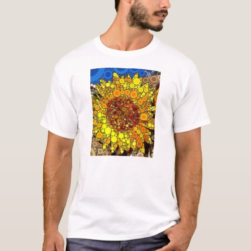 Bright Sunflower Circle Mosaic Digital Art Print T_Shirt