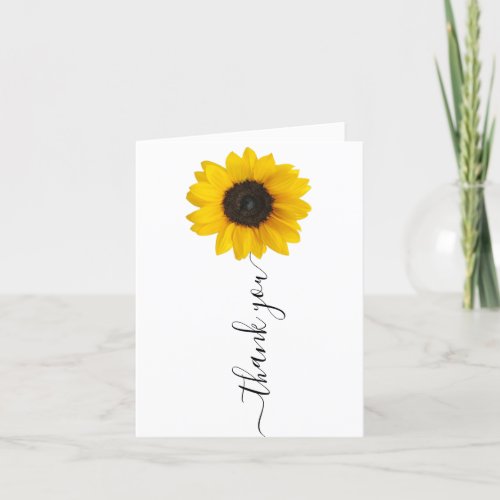 Bright Sunflower  Hand Lettered Thank You Card